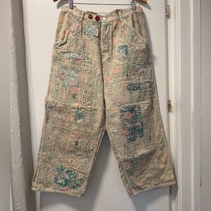 Magnolia Pearl Printed Denim Carpenter Style Crop pants